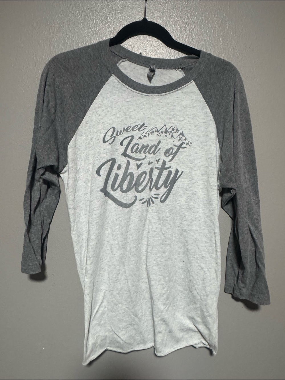 Sweet Land of Liberty Gray Raglan Long Sleeve Tee